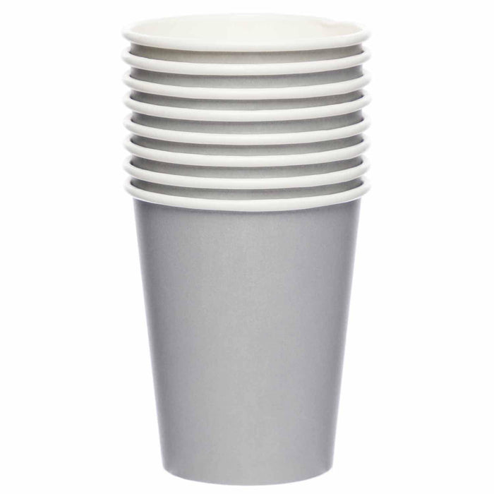 Amscan Cups Graphite / Silver Paper Party Cups 8pk
