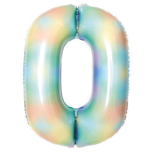 Amscan Foil Balloon Pastel Rainbow Number 0 Foil Balloons 34"