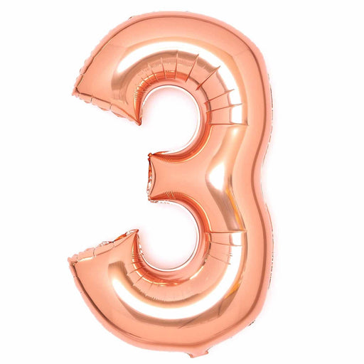 Amscan Foil Balloon Rose Gold Number 3 Foil Balloons 34"