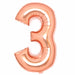 Amscan Foil Balloon Rose Gold Number 3 Foil Balloons 34"