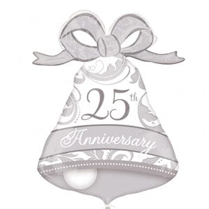Anagram Foil Balloon 25th Anniversary Silver Bell 22''/56Cm W X 27''/69Cm H