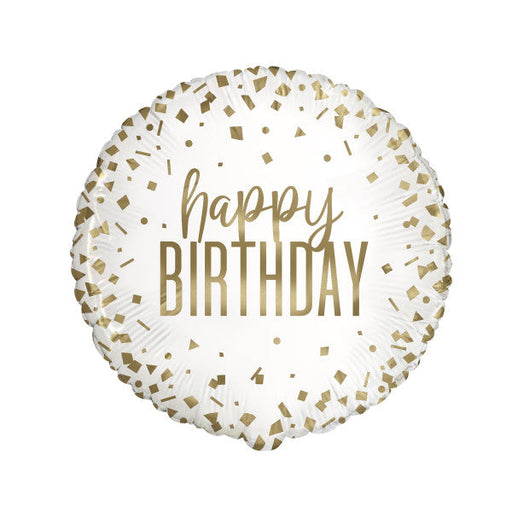 Confetti Gold Birthday Round Foil Balloon 18'', Package