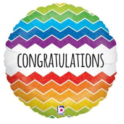 9 Inch Chevron Congratulations Airfill Foil (Requires Heat Seal) 10pk (Flat)