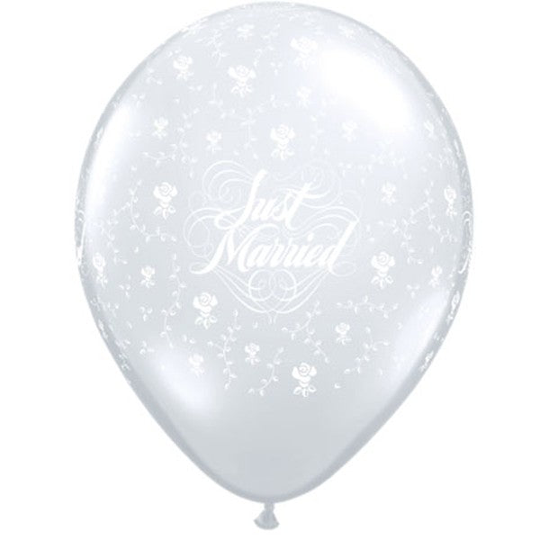 11'' Diamond Clear Just Married Flowers-A-Rnd 50pk