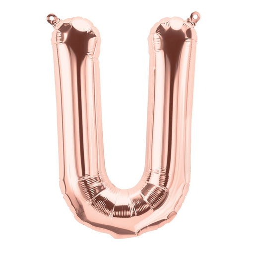 16'' Foil Letter U - Rose Gold Packaged Air Fill