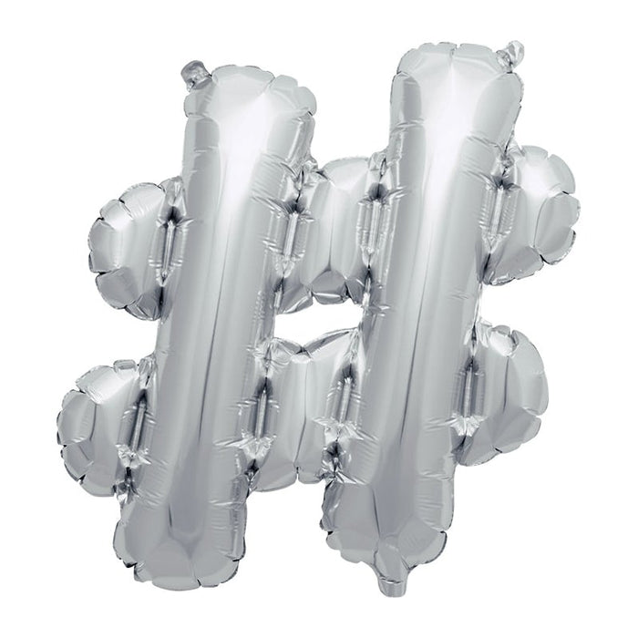 16'' Foil Hashtag # - Silver Packaged Air Fill