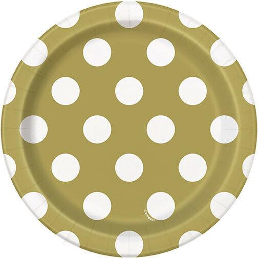 Gold Polka Dot Dessert Plates 8pk