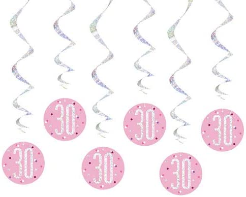 Glitz Pink 30 Hanging Decoration 32'' 6pk