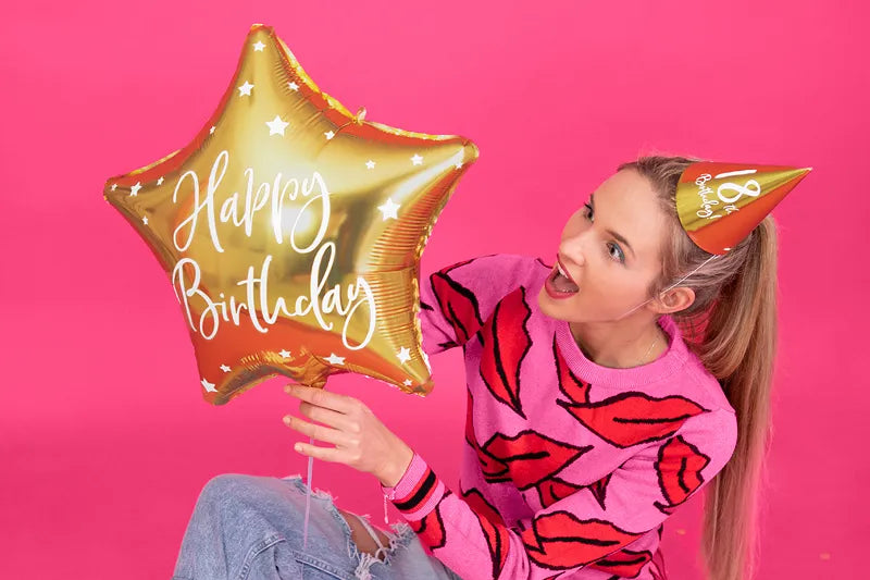 Happy Birthday Star, 40cm, gold
