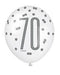 Blue Glitz 70th Birthday Latex Balloons 6pk