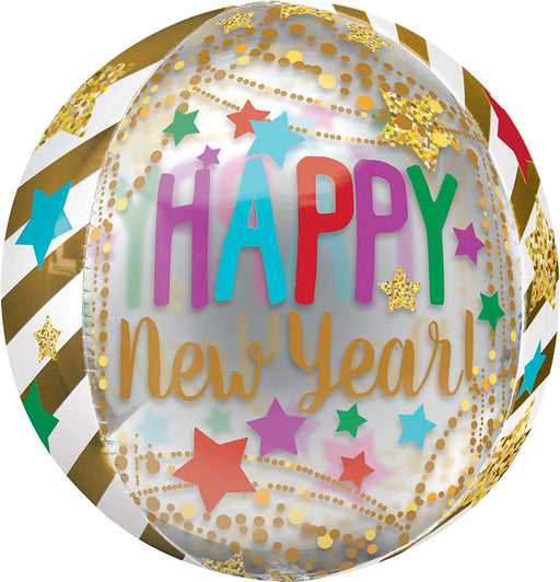15'' Gold Streamers & Stars New Year Orbz