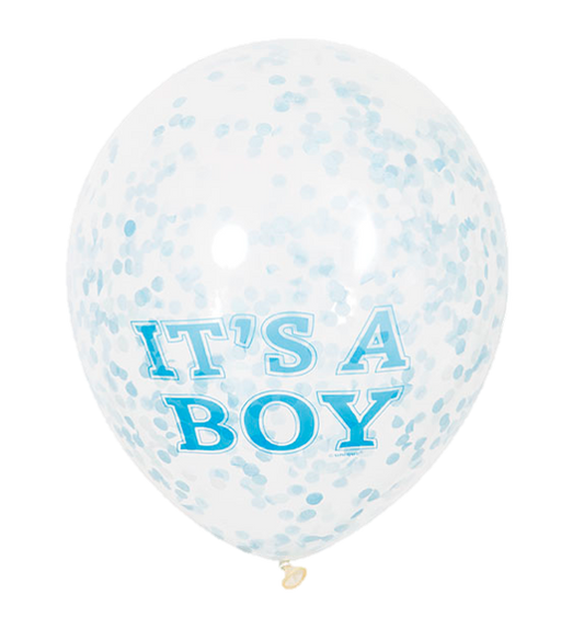 It'S A Boy Confetti Balloons 6pk