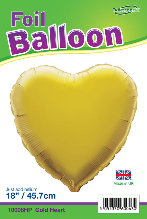18'' Packaged Heart Gold Foil Balloon