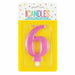 Pink Matt Number 6 Candle