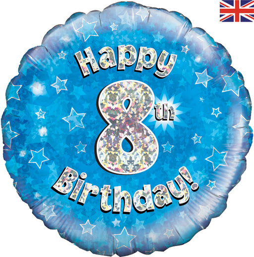18'' Foil Happy 8th Birthday Blue