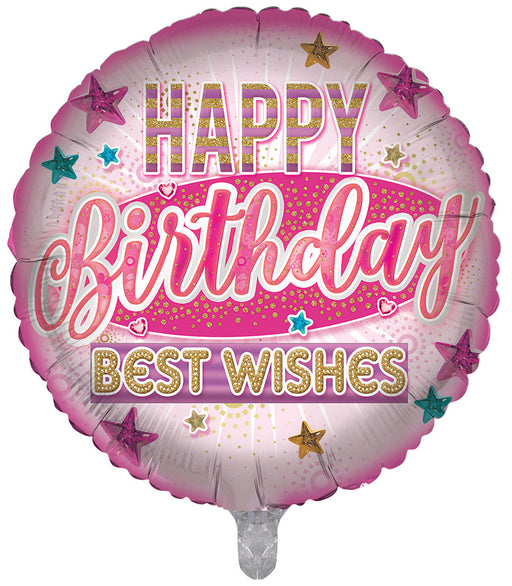 Happy Birthday, Best Wishes (Pink) 18 Inch Foil Balloon