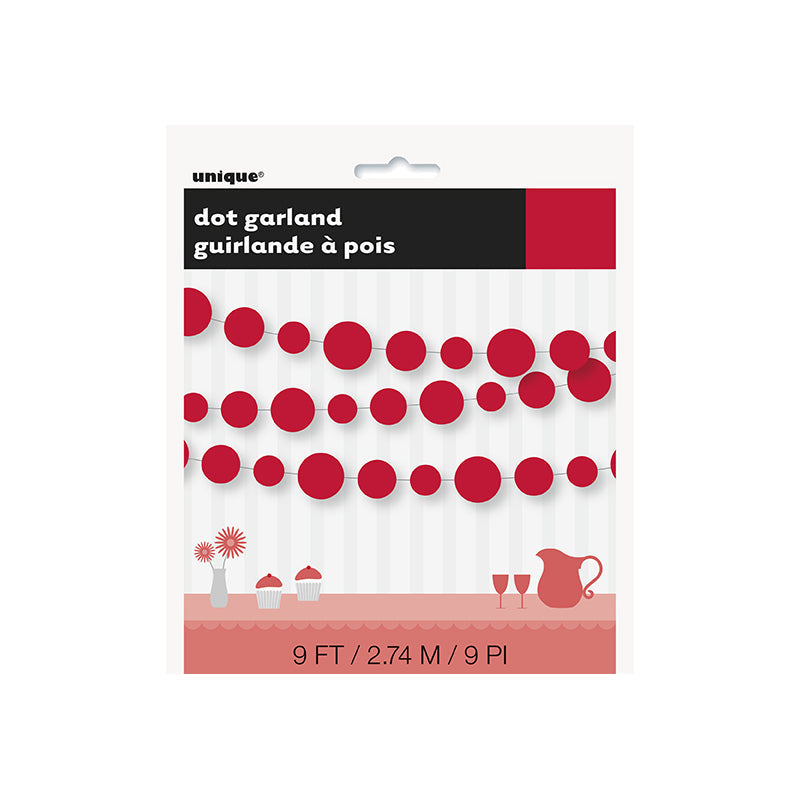 Red Dots Paper Garland 9Ft