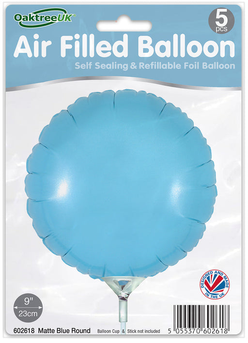 Matte Blue Round (9 Inch) Packaged 5pk