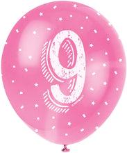 12'' Pearlised Latex Assorted Number 9 Birthday Balloons