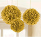 Gold Fluffy Tissue Paper Decoration Asst 3pk
