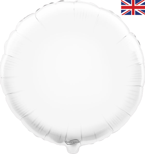 18'' Packaged Round White Foil Balloon