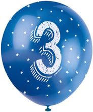 12'' Pearlised Latex Assorted Number 3 Birthday Balloons