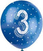 12'' Pearlised Latex Assorted Number 3 Birthday Balloons
