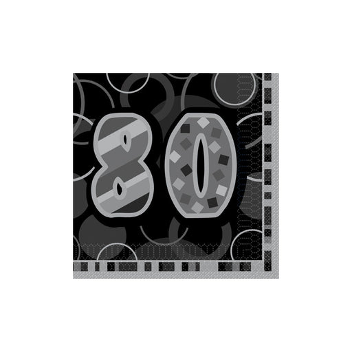 80 Glitz Black Napkin (16pk)