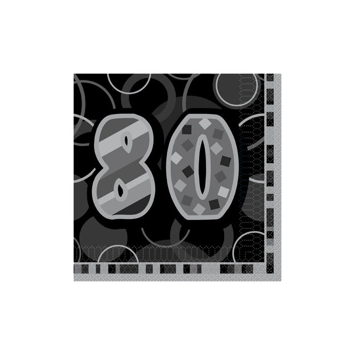 80 Glitz Black Napkin (16pk)