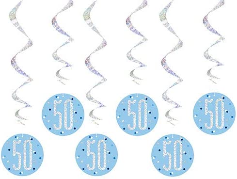 Glitz Blue 50 Hanging Decoration 32'' 6pk