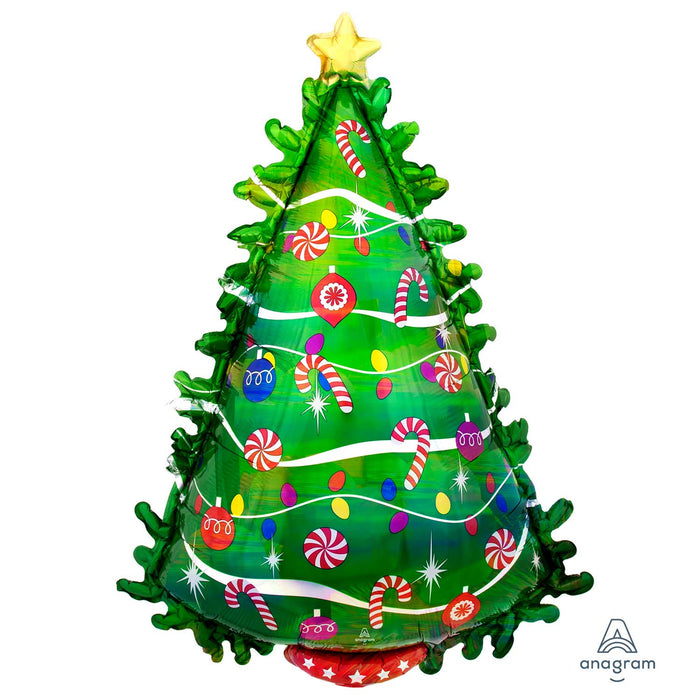 Green Christmas Tree Holographic SuperShape Foil Balloons