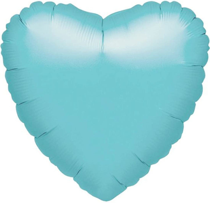 18 Inch Heart Robin Egg Blue Plain Foil (Flat)