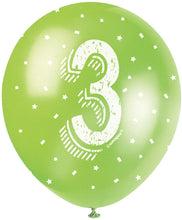 12'' Pearlised Latex Assorted Number 3 Birthday Balloons