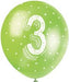 12'' Pearlised Latex Assorted Number 3 Birthday Balloons
