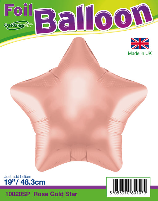 19'' Packaged Rose Gold Star Foil Balloon