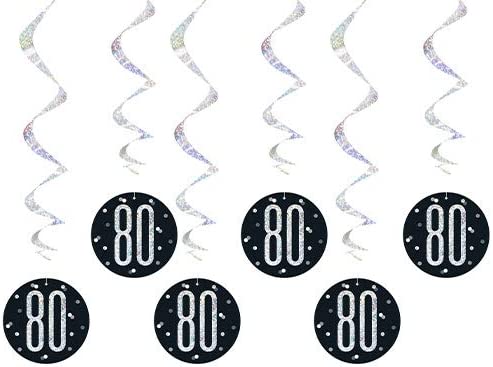 Glitz Black 80 Hanging Decoration 32'' 6pk