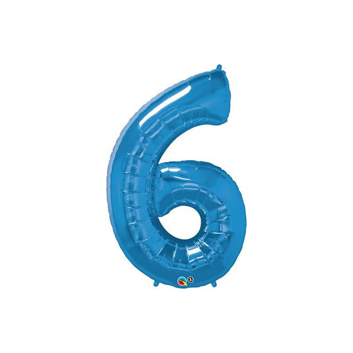 34'' Shape Foil Number 6 - Blue (Qualatex)
