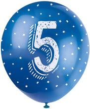 12'' Pearlised Latex Assorted Number 5 Birthday Balloons