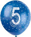 12'' Pearlised Latex Assorted Number 5 Birthday Balloons
