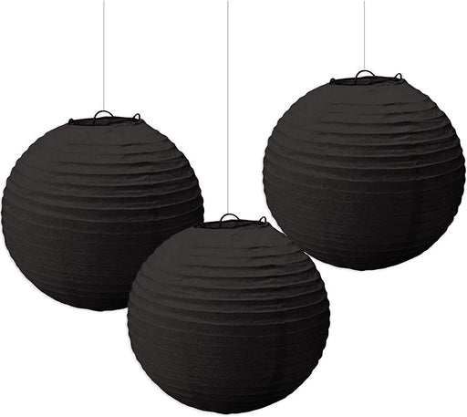 Black Paper Lantern Garland 3.65M 20Cm 3pk