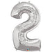 34'' Shape Foil Number 2 - Silver (Qualatex)