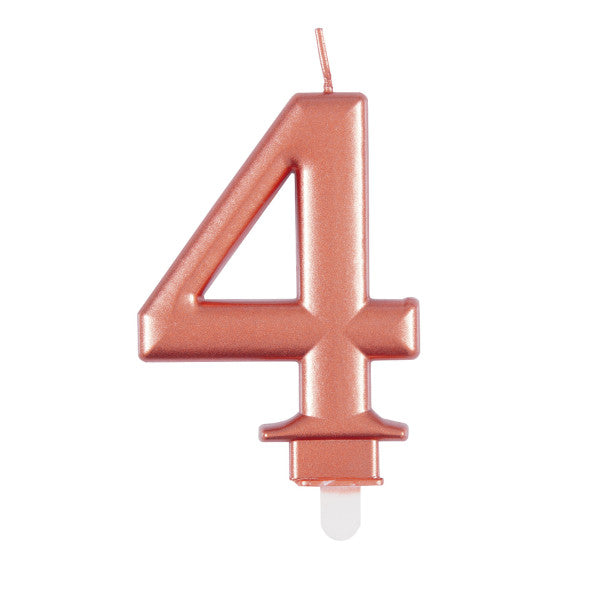 Metallic Rose Gold Number 4 Birthday Candle
