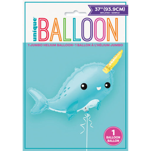 Giant Narwhal Foil Balloon 37"