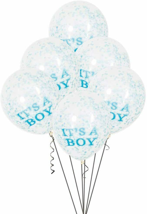 It'S A Boy Confetti Balloons 6pk