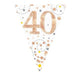 40th Birthday White & Rose Gold Bunting - 11 Flags 3.9M