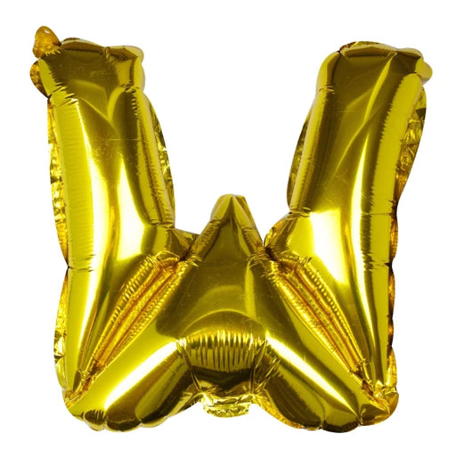 Gold Letter W Foil Balloon 16"