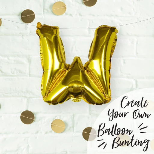 Gold Letter W Foil Balloon 16"