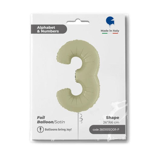 Grabo Foil Balloons Satin Olive Green Number 3 40''
