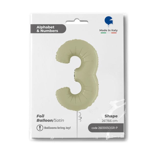 Grabo Foil Balloons Satin Olive Green Number 3 40''