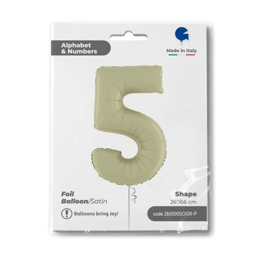 Grabo Foil Balloons Satin Olive Green Number 5 40''